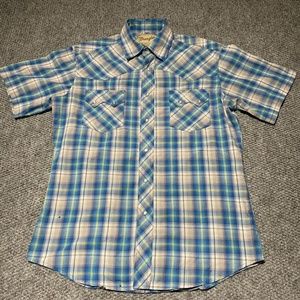Wrangler Men’s Vintage Short Sleeve Shirt Pearl Snap Ranch Western Cowboy Wear M